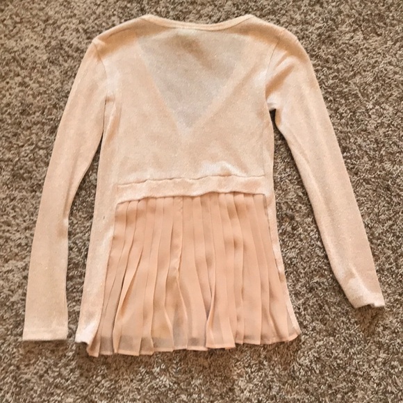 HauteLook Rose Gold Shimmer Sheer Back Sweater XS - Picture 2 of 3